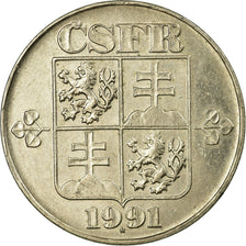 Coin, Czechoslovakia, 5 Korun, 1991, EF(40-45), Copper-nickel, KM:152