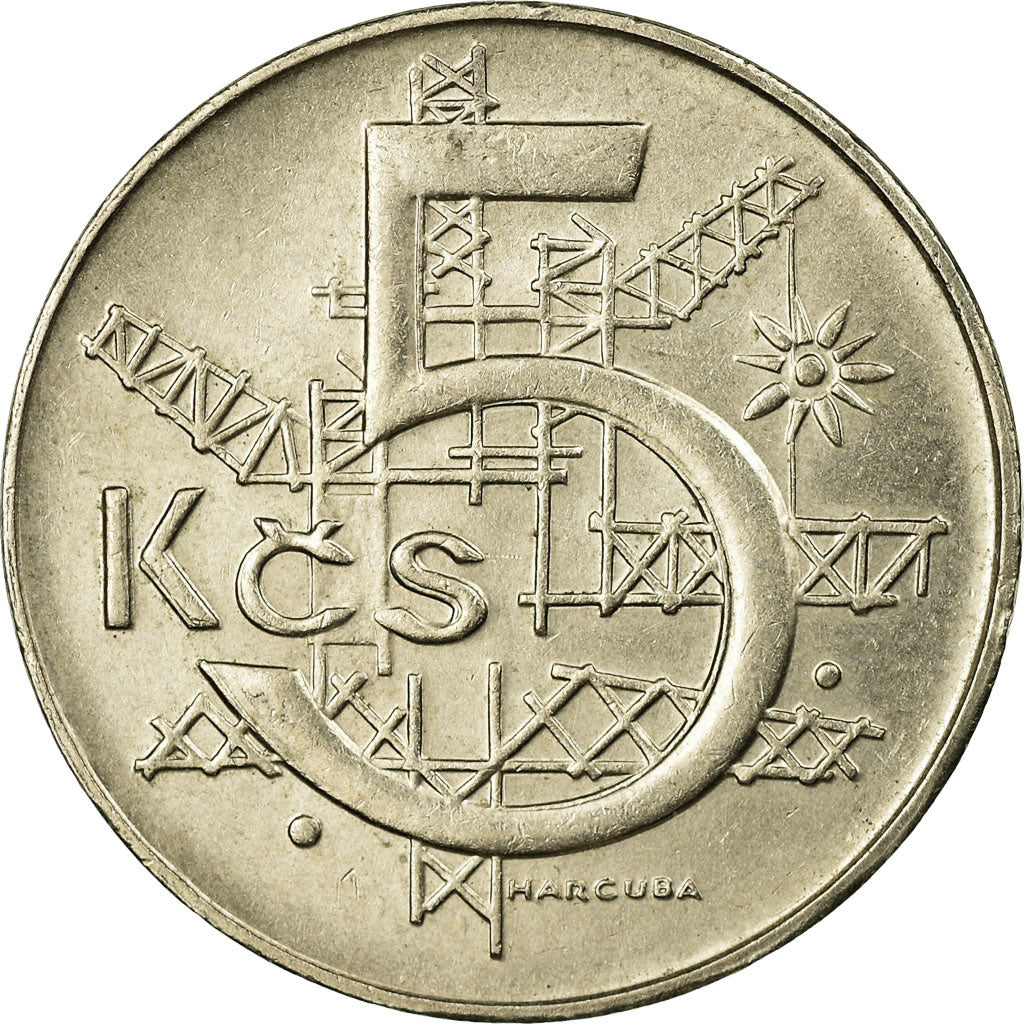 Coin, Czechoslovakia, 5 Korun, 1991, EF(40-45), Copper-nickel, KM:152
