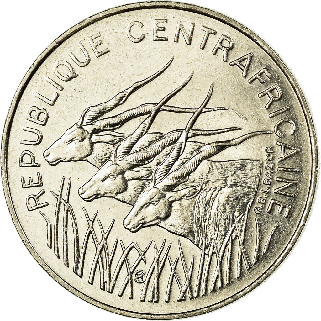 Coin, Central African Republic, 100 Francs, 1990, Paris, EF(40-45), Nickel, KM:7