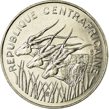 Coin, Central African Republic, 100 Francs, 1990, Paris, EF(40-45), Nickel, KM:7