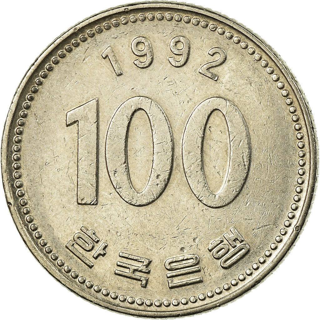 Coin, KOREA-SOUTH, 100 Won, 1992, EF(40-45), Copper-nickel, KM:35.2