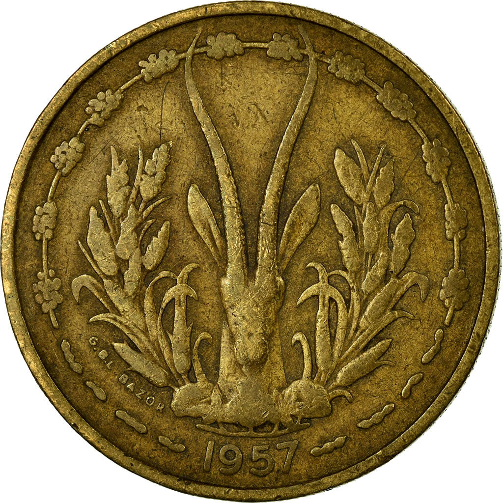 Coin, French West Africa, 25 Francs, 1957, Paris, VF(20-25), Aluminum-Bronze