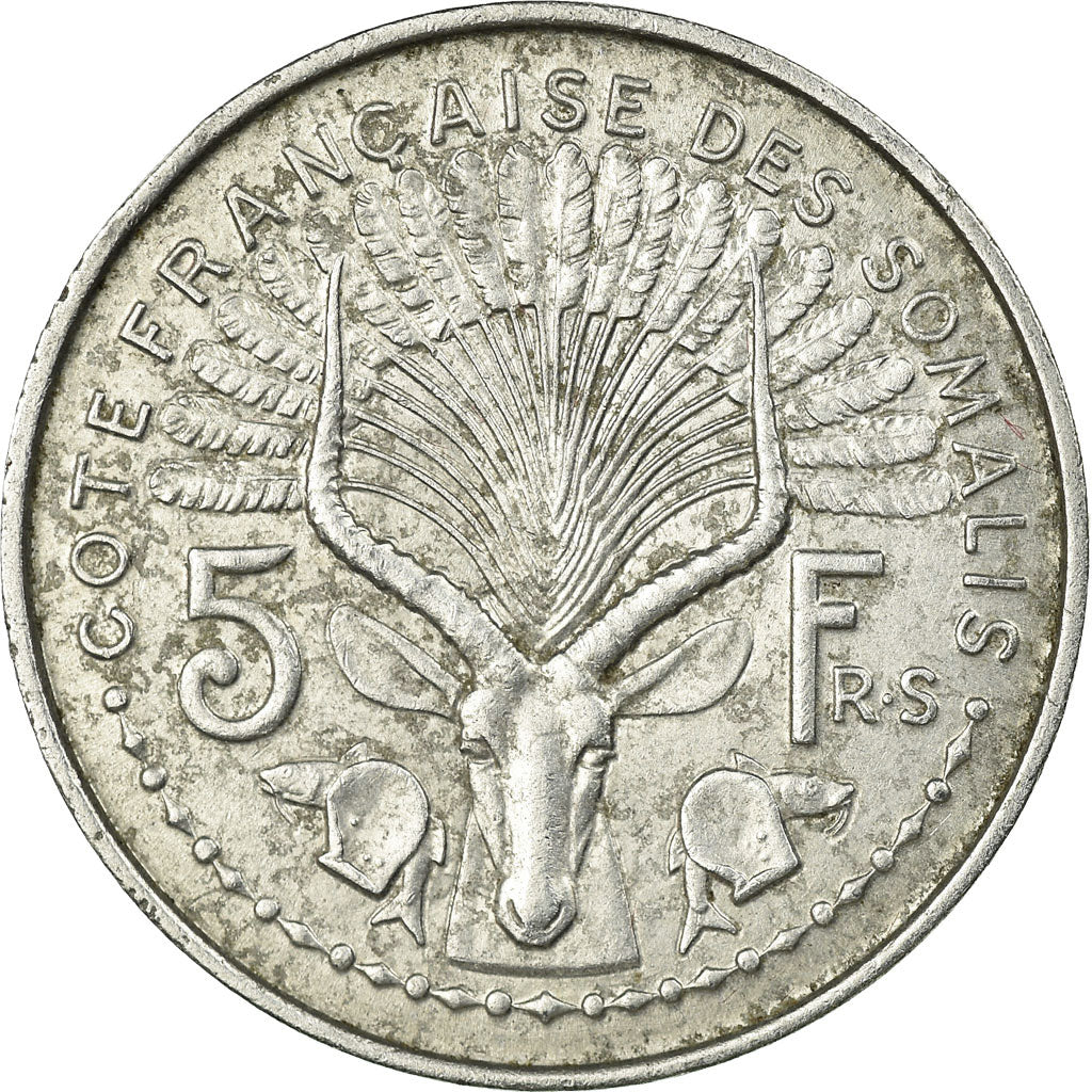 Coin, French Somaliland, 5 Francs, 1959, Paris, VF(30-35), Aluminum, KM:10