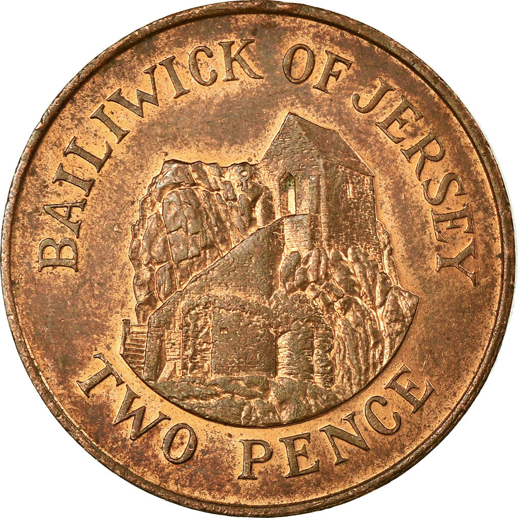 Coin, Jersey, Elizabeth II, 2 Pence, 1987, VF(30-35), Bronze, KM:55