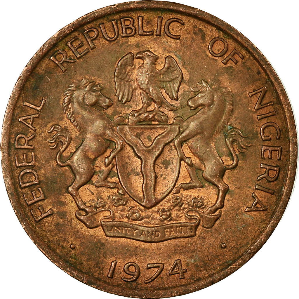 Coin, Nigeria, Elizabeth II, Kobo, 1974, VF(30-35), Bronze, KM:8.1