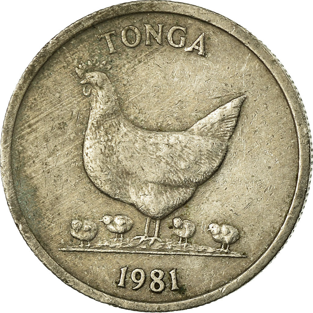 Moeda, Tonga, King Taufa'ahau Tupou IV, 5 Seniti, 1981, VF(30-35)