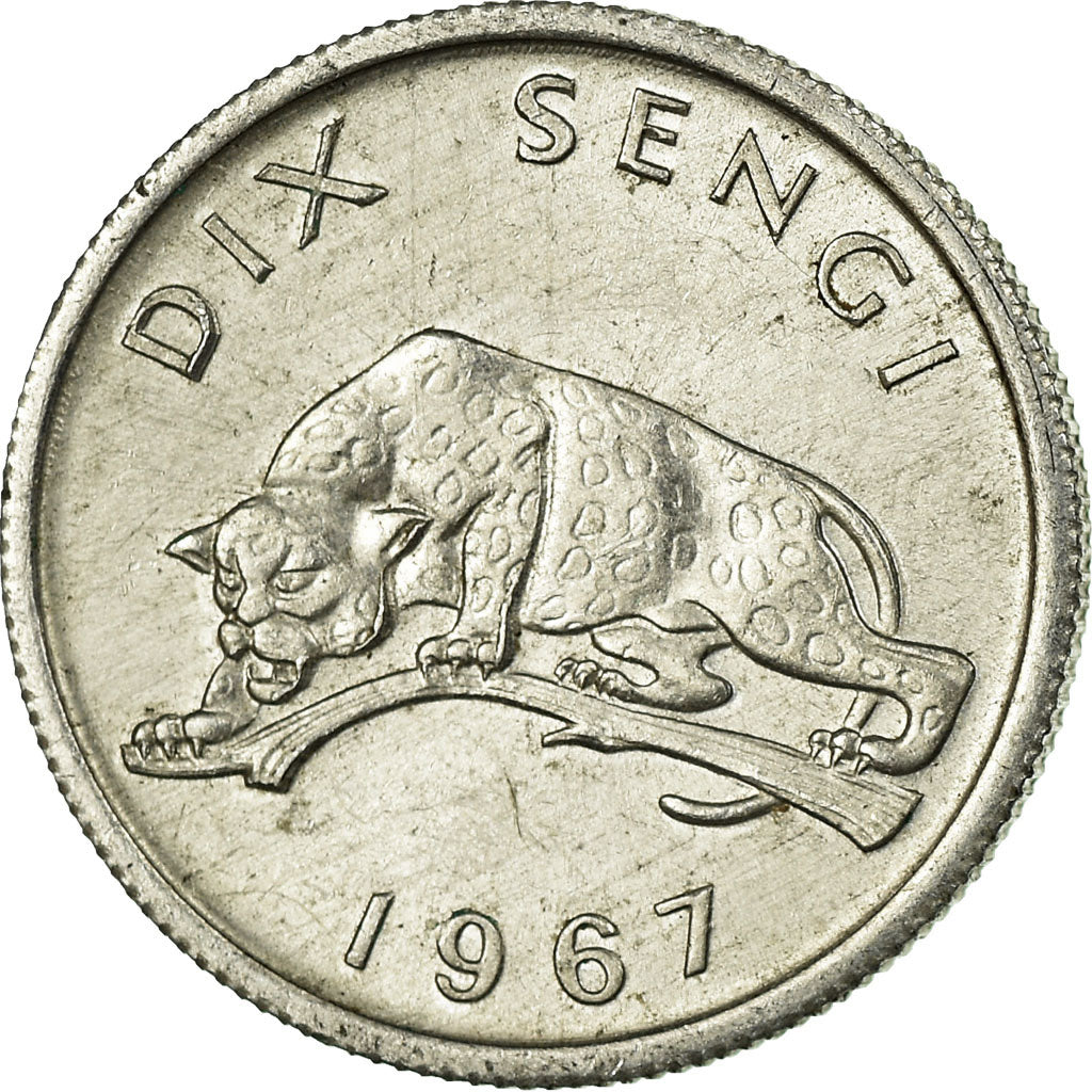 Coin, CONGO, DEMOCRATIC REPUBLIC, 10 Sengis, 1967, Paris, EF(40-45), Aluminum