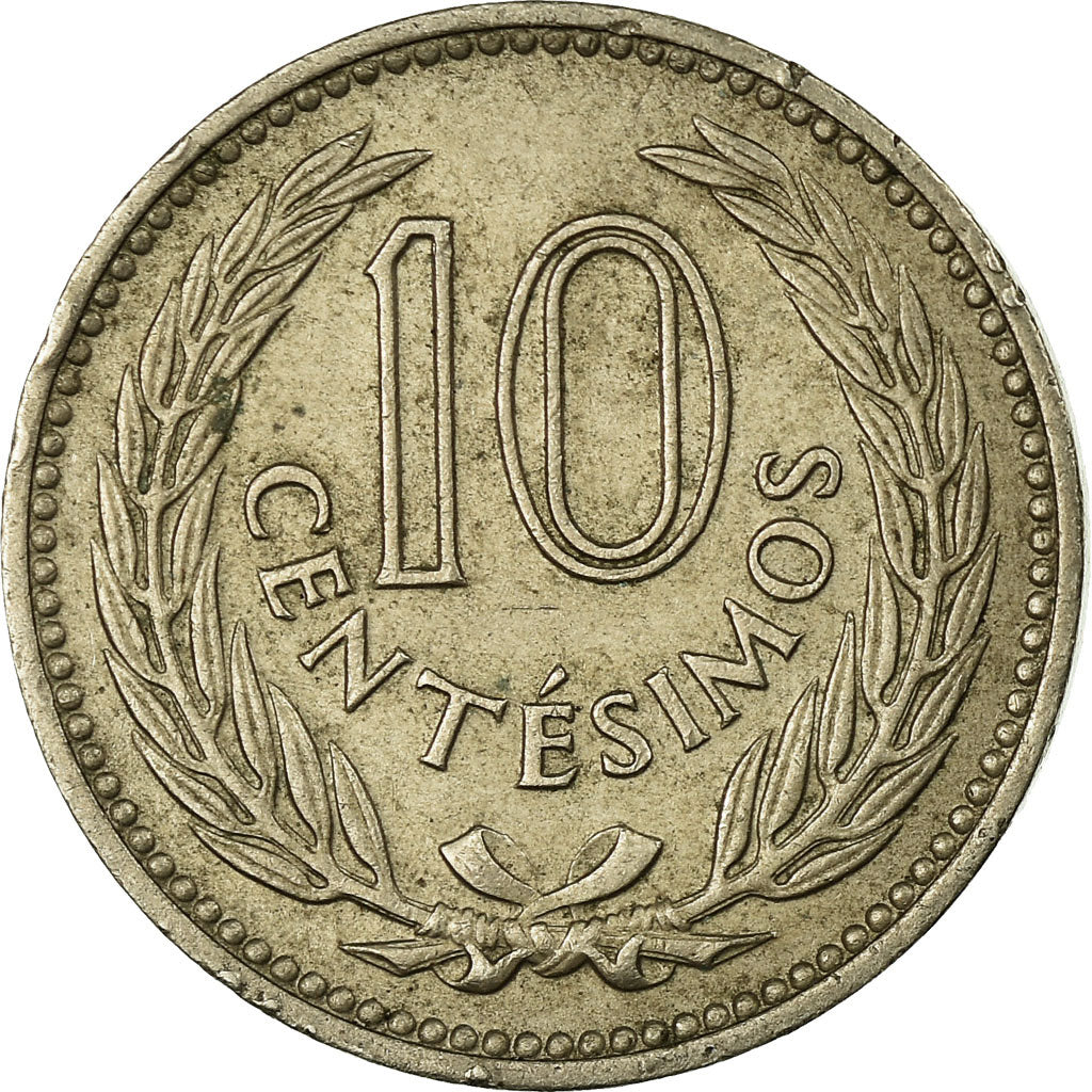 Coin, Uruguay, 10 Centesimos, 1953, Uruguay Mint, VF(30-35), Copper-nickel