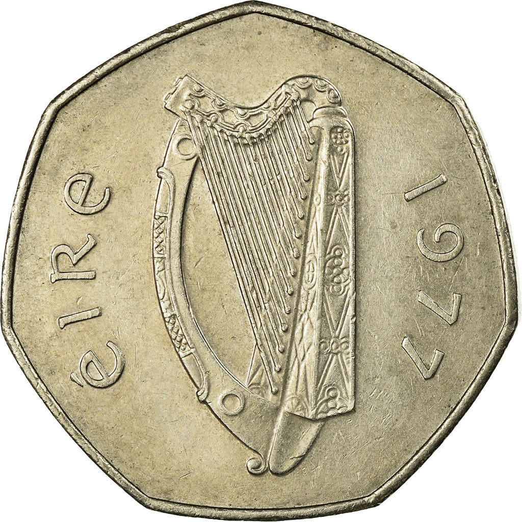 Coin, IRELAND REPUBLIC, 50 Pence, 1977, VF(30-35), Copper-nickel, KM:24