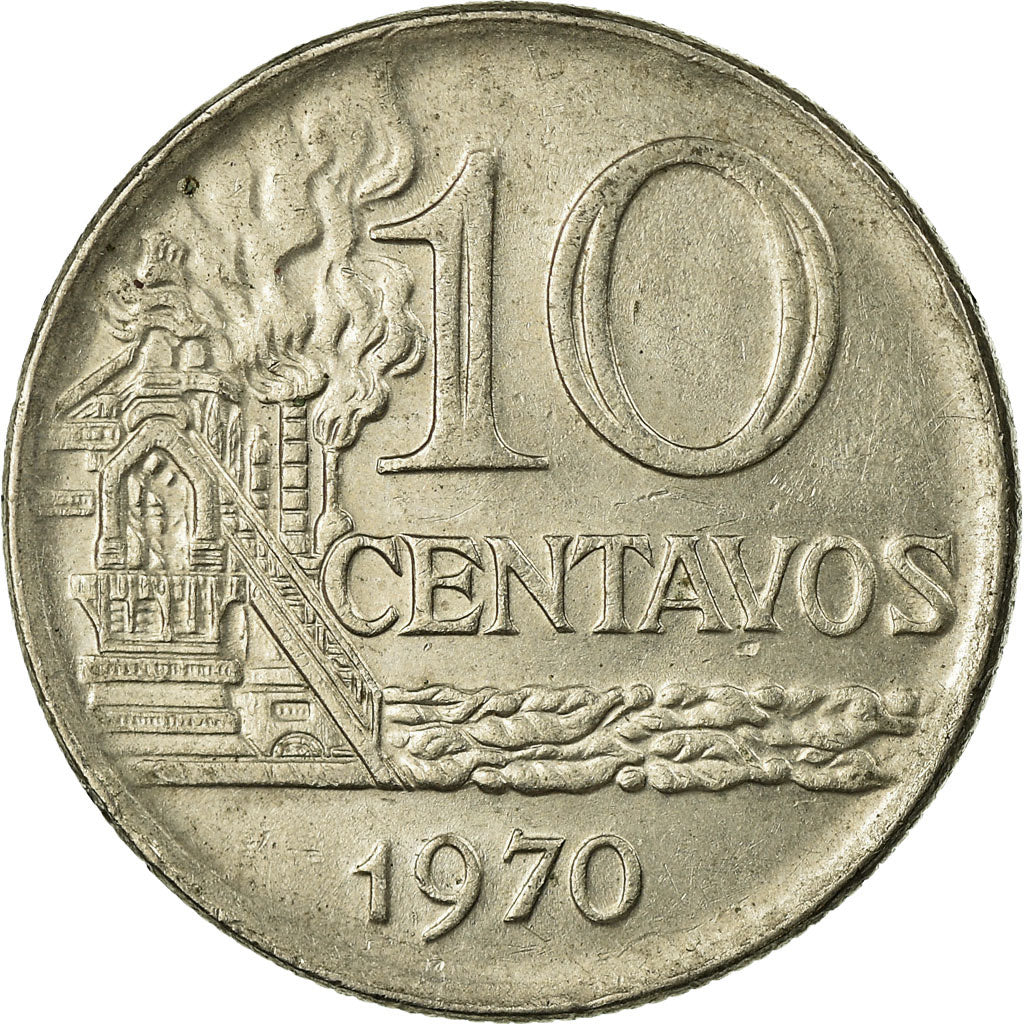 Moneda, Brasil, 10 Centavos, 1970, BC+, Cobre - níquel, KM:578.2
