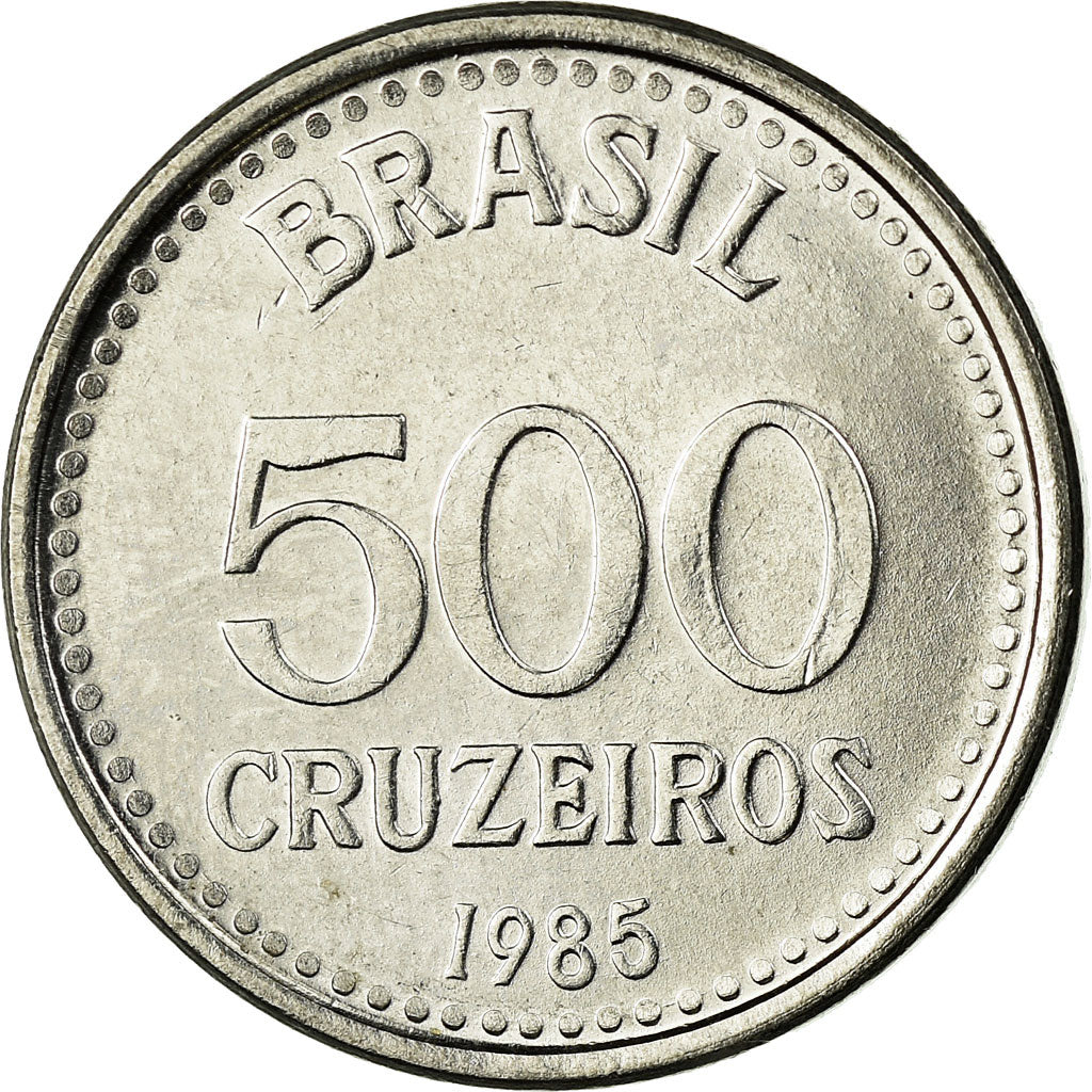 Coin, Brazil, 500 Cruzeiros, 1985, AU(50-53), Stainless Steel, KM:597