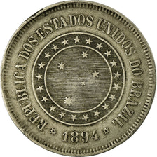 Coin, Brazil, 100 Reis, 1894, EF(40-45), Copper-nickel, KM:492