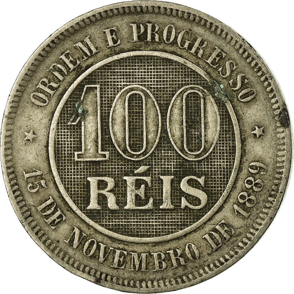 Coin, Brazil, 100 Reis, 1894, EF(40-45), Copper-nickel, KM:492