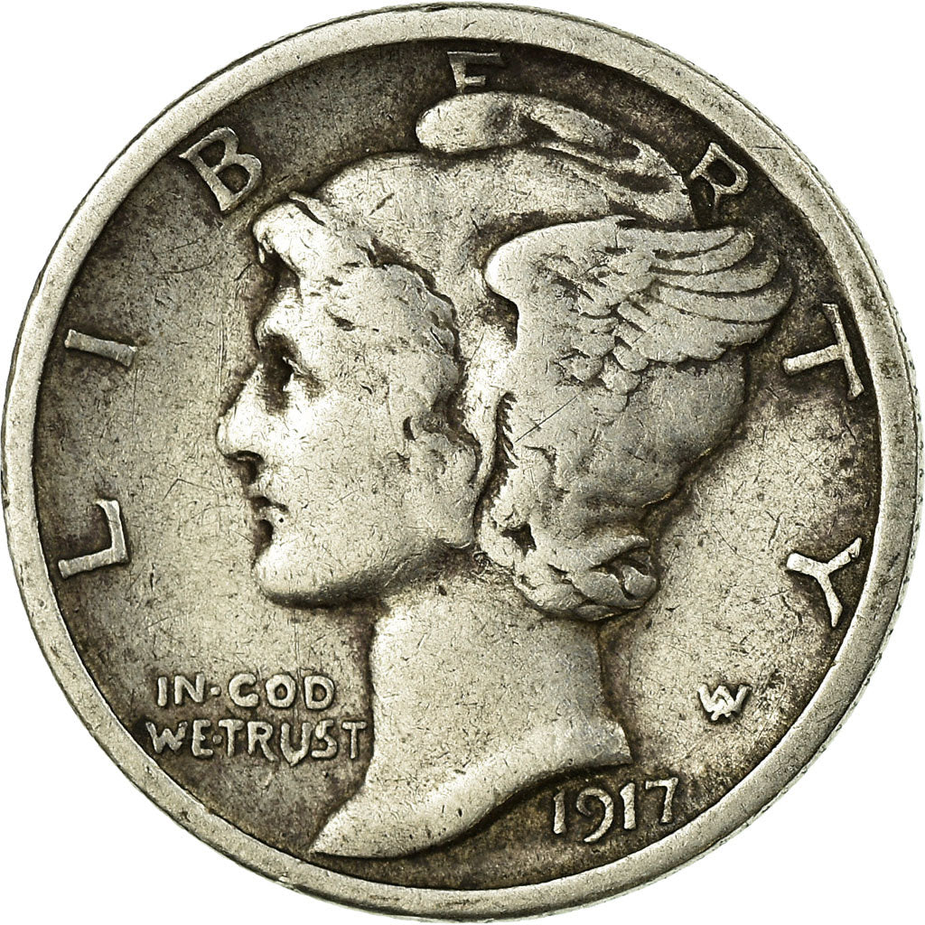 Coin, United States, Mercury Dime, Dime, 1917, U.S. Mint, San Francisco