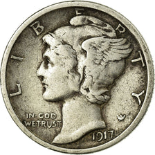 Coin, United States, Mercury Dime, Dime, 1917, U.S. Mint, San Francisco