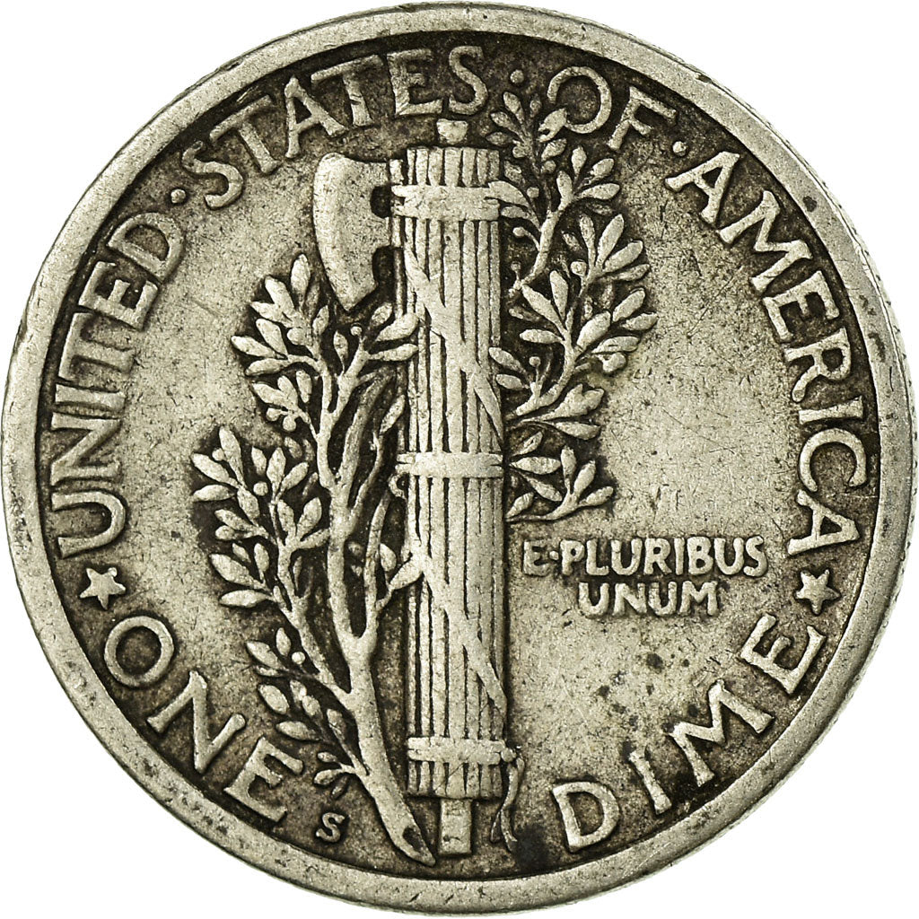 Coin, United States, Mercury Dime, Dime, 1917, U.S. Mint, San Francisco