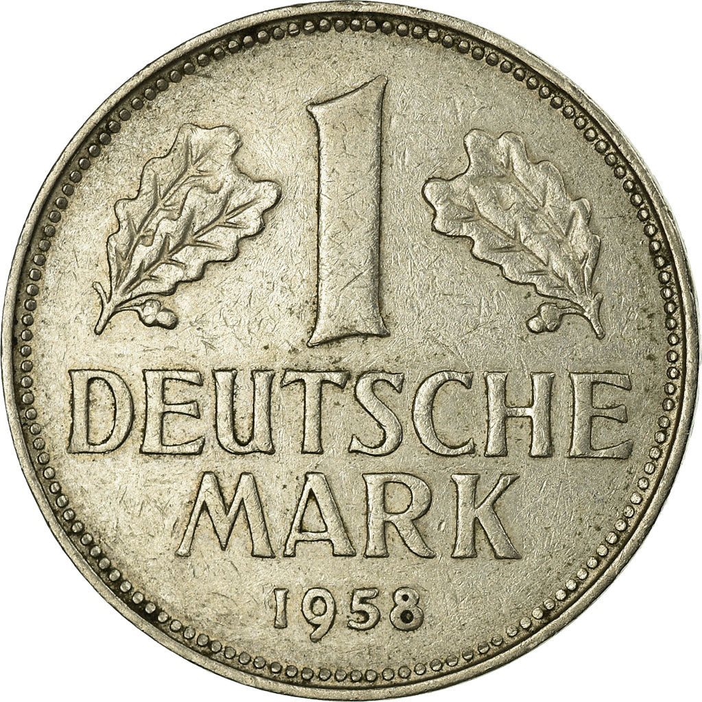 Coin, GERMANY - FEDERAL REPUBLIC, Mark, 1958, Karlsruhe, EF(40-45)