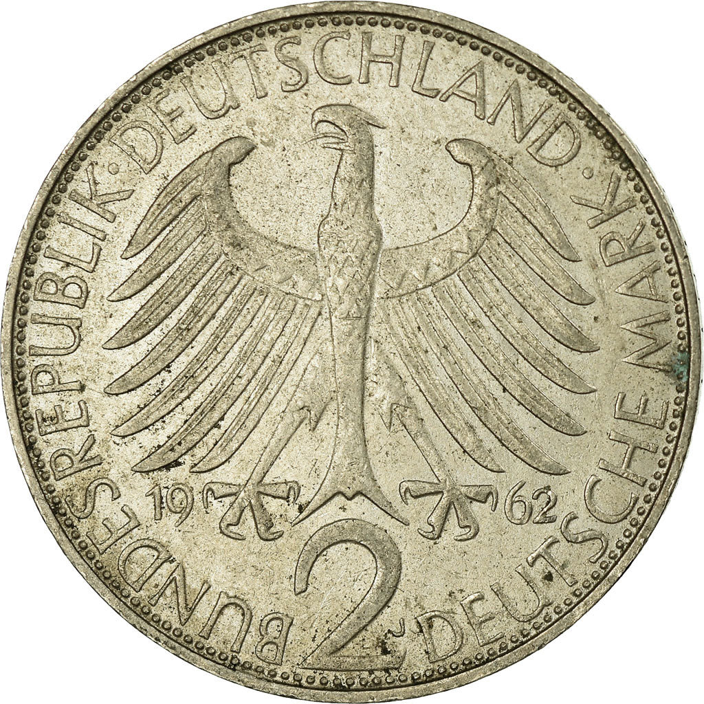Coin, GERMANY - FEDERAL REPUBLIC, 2 Mark, 1962, Hambourg, VF(30-35)