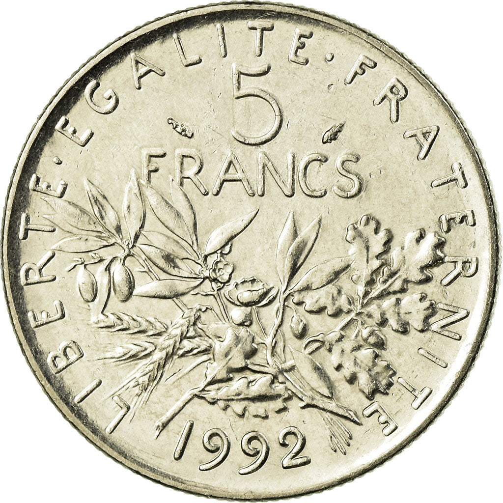 Coin, France, Semeuse, 5 Francs, 1992, Paris, EF(40-45), Nickel Clad