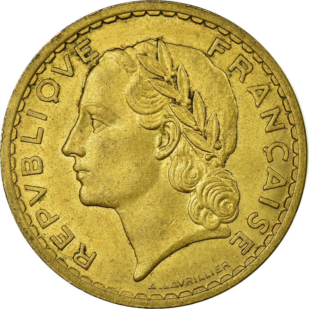 Moeda, França, Lavrillier, 5 Francs, 1940, Paris, VF(30-35), Alumínio-Bronze