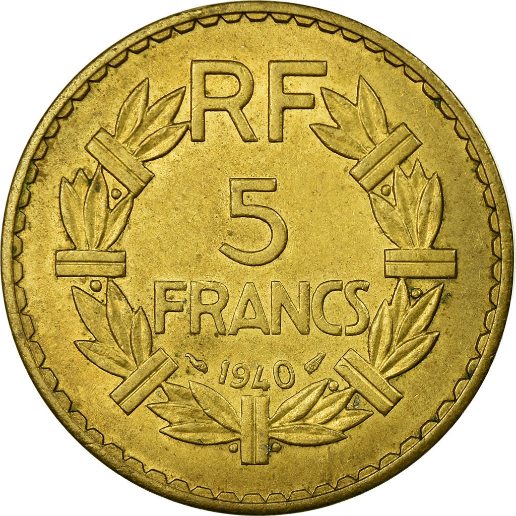 Moeda, França, Lavrillier, 5 Francs, 1940, Paris, VF(30-35), Alumínio-Bronze