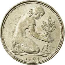 Coin, GERMANY - FEDERAL REPUBLIC, 50 Pfennig, 1991, Munich, EF(40-45)