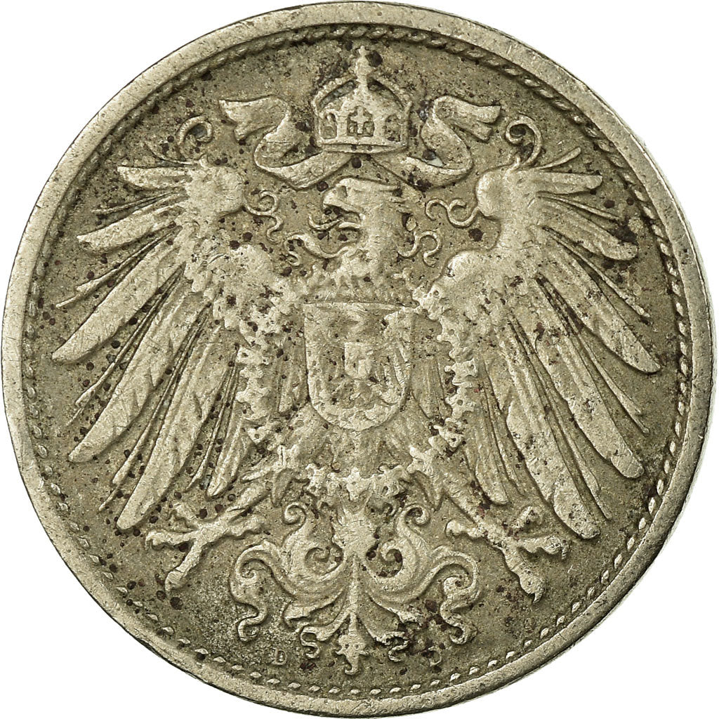 Coin, GERMANY - EMPIRE, Wilhelm II, 10 Pfennig, 1892, Munich, VF(30-35)
