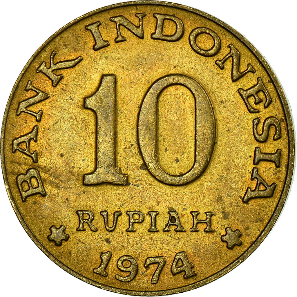 Monnaie, Indonésie, 10 Rupiah, 1974, TB+, Brass Clad Steel, KM:38