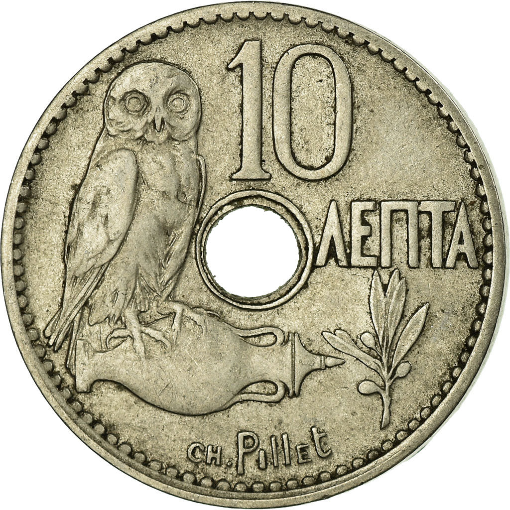 Coin, Greece, George I, 10 Lepta, 1912, VF(30-35), Nickel, KM:63