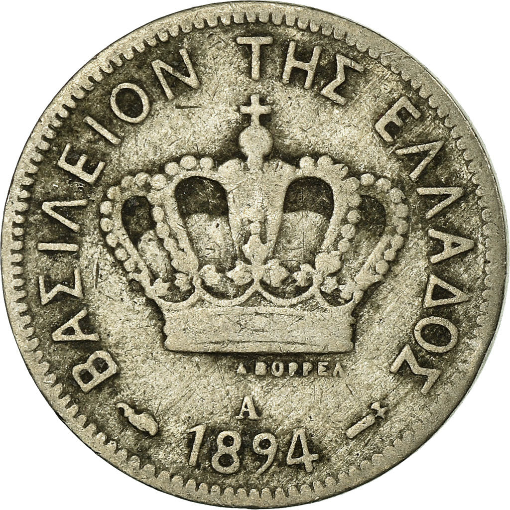 Coin, Greece, George I, 5 Lepta, 1894, Paris, VF(20-25), Copper-nickel, KM:58