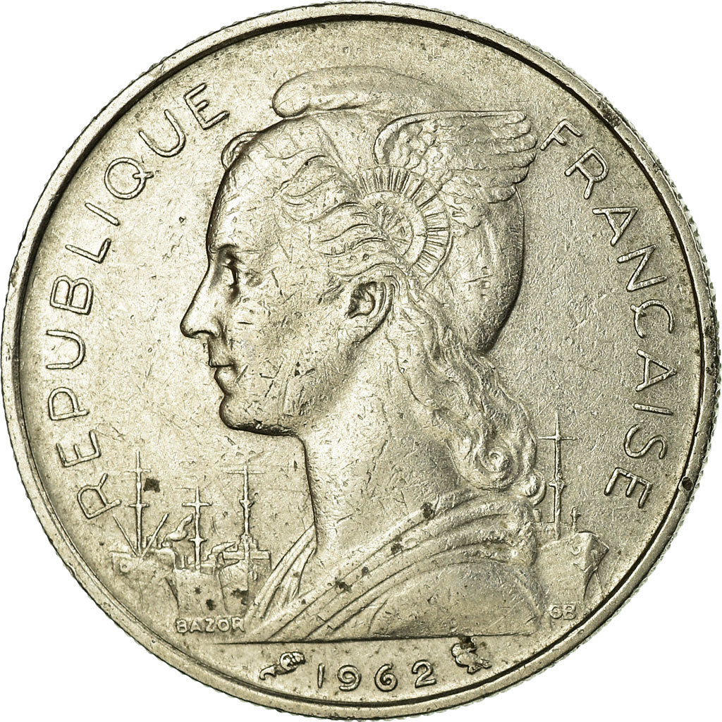 Coin, Réunion, 50 Francs, 1962, EF(40-45), Nickel, KM:12