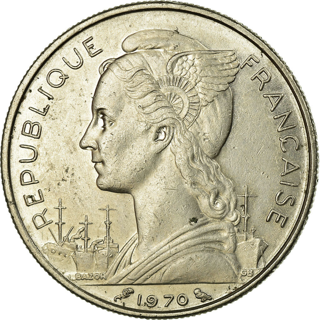 Coin, Réunion, 50 Francs, 1970, EF(40-45), Nickel, KM:12