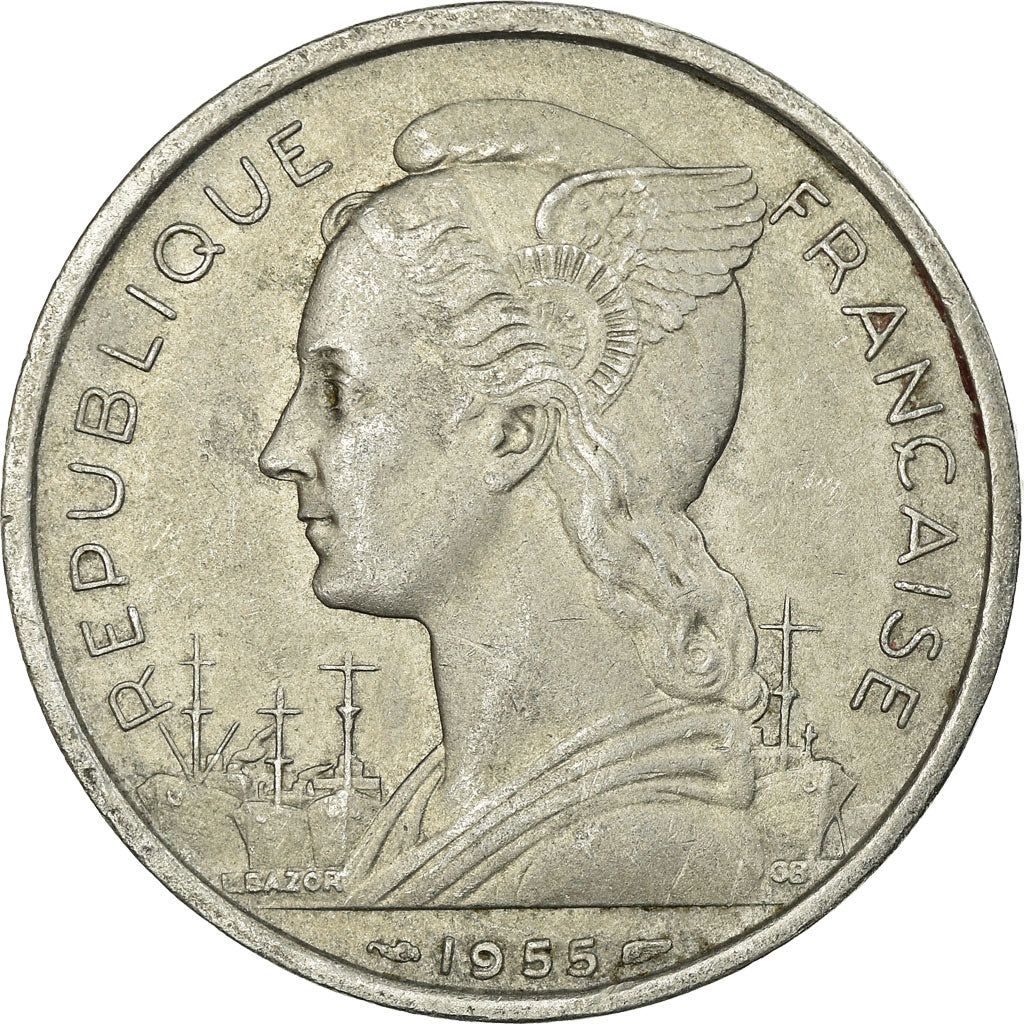 Coin, Réunion, 5 Francs, 1955, VF(30-35), Aluminum, KM:9