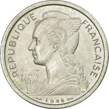 Coin, Réunion, 2 Francs, 1948, EF(40-45), Aluminum, KM:8