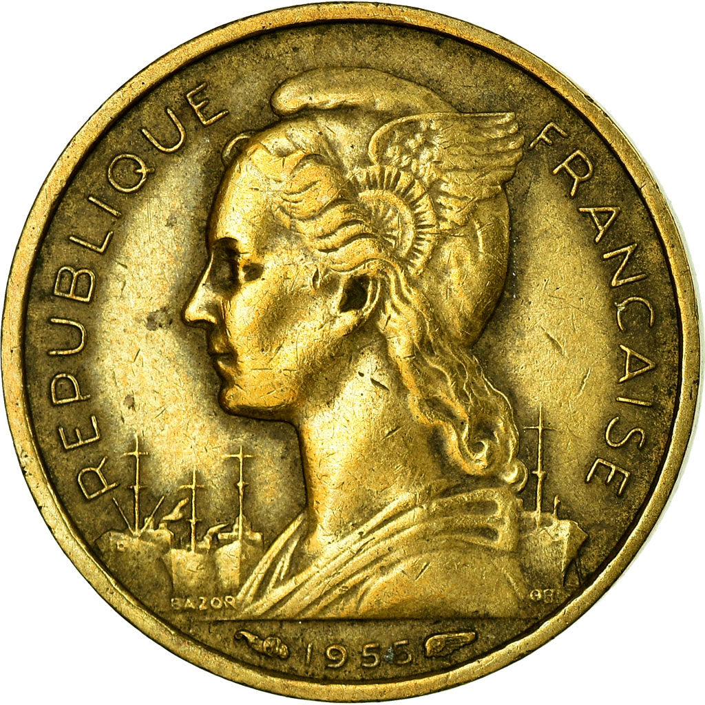 Monnaie, Réunion, 10 Francs, 1955, TB+, Aluminum-Bronze, KM:10