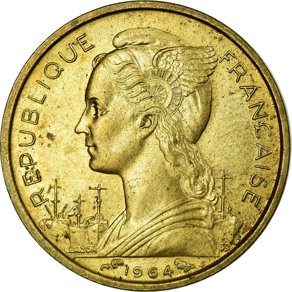 Coin, Réunion, 10 Francs, 1964, VF(30-35), Aluminum-Bronze, KM:10