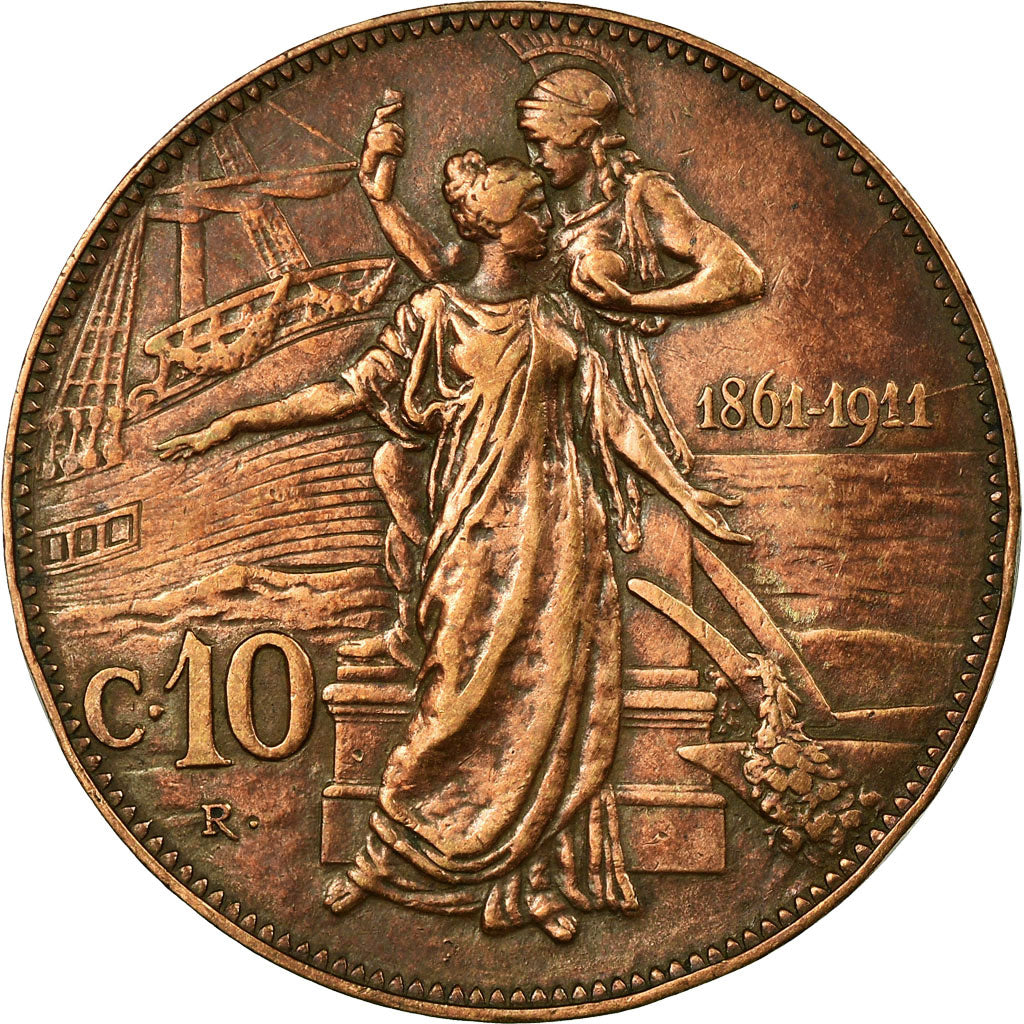 Coin, Italy, Vittorio Emanuele III, 10 Centesimi, 1911, Rome, VF(30-35), Bronze