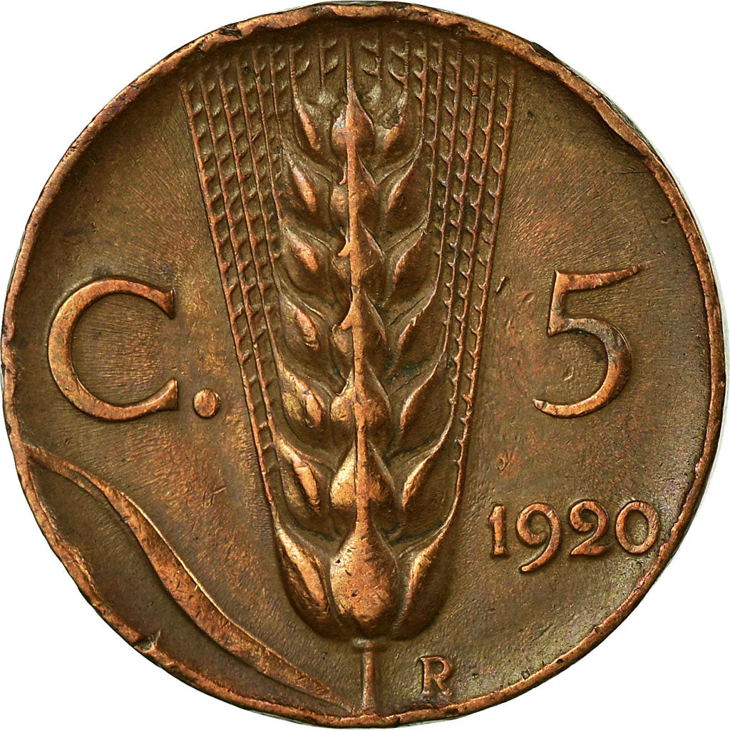 Coin, Italy, Vittorio Emanuele III, 5 Centesimi, 1920, Rome, VF(30-35), Bronze