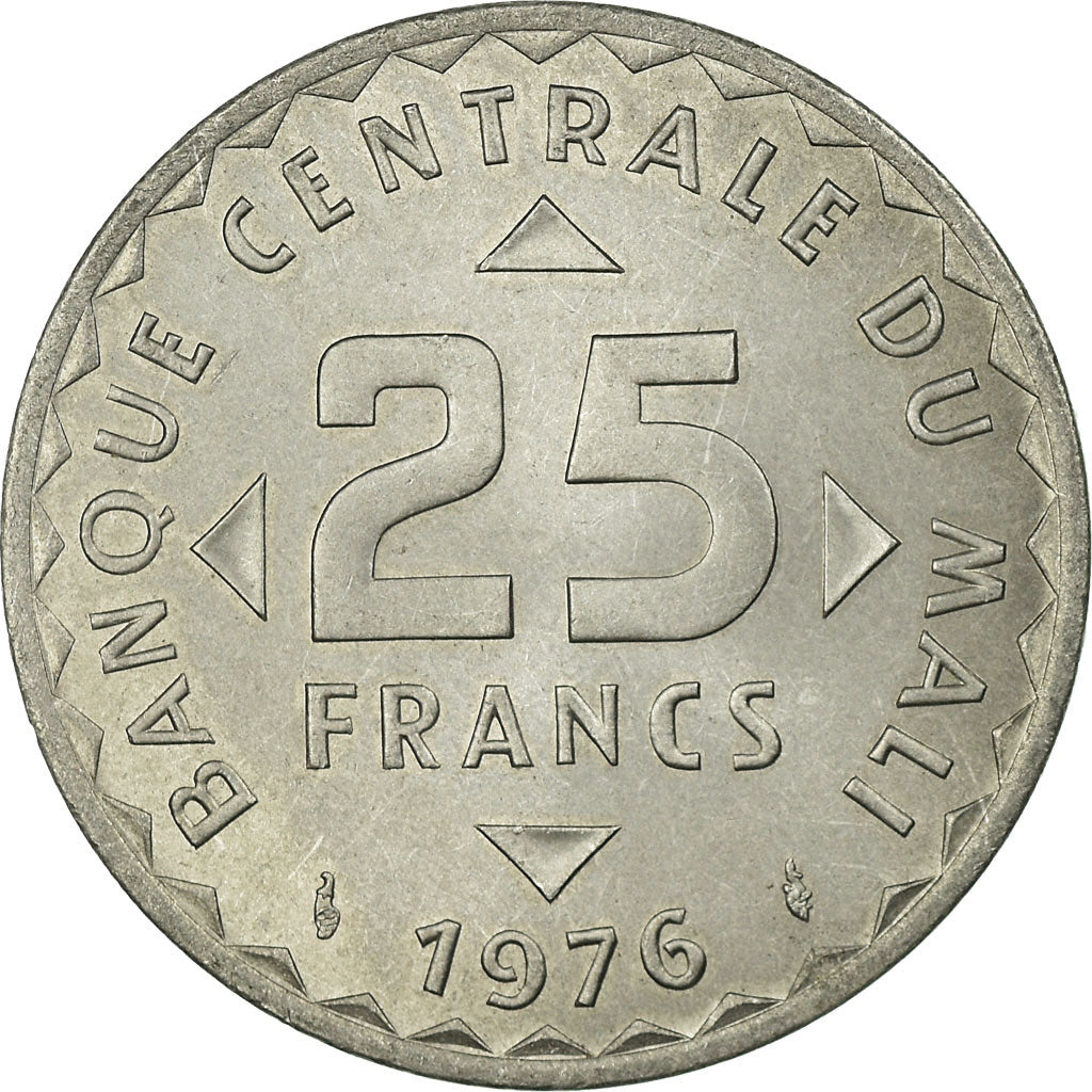 Coin, Mali, 25 Francs, 1976, Paris, EF(40-45), Aluminum, KM:12