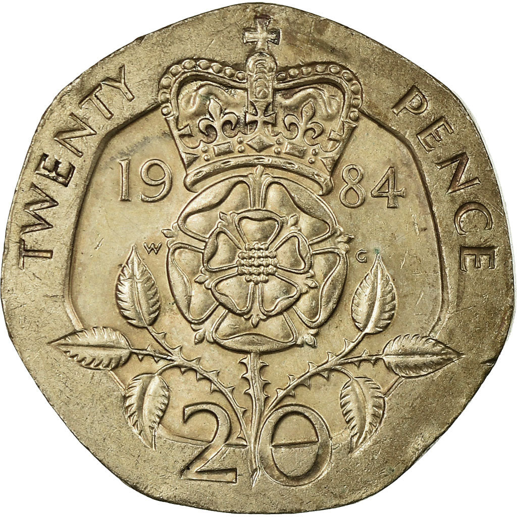Coin, Great Britain, Elizabeth II, 20 Pence, 1984, VF(30-35), Copper-nickel