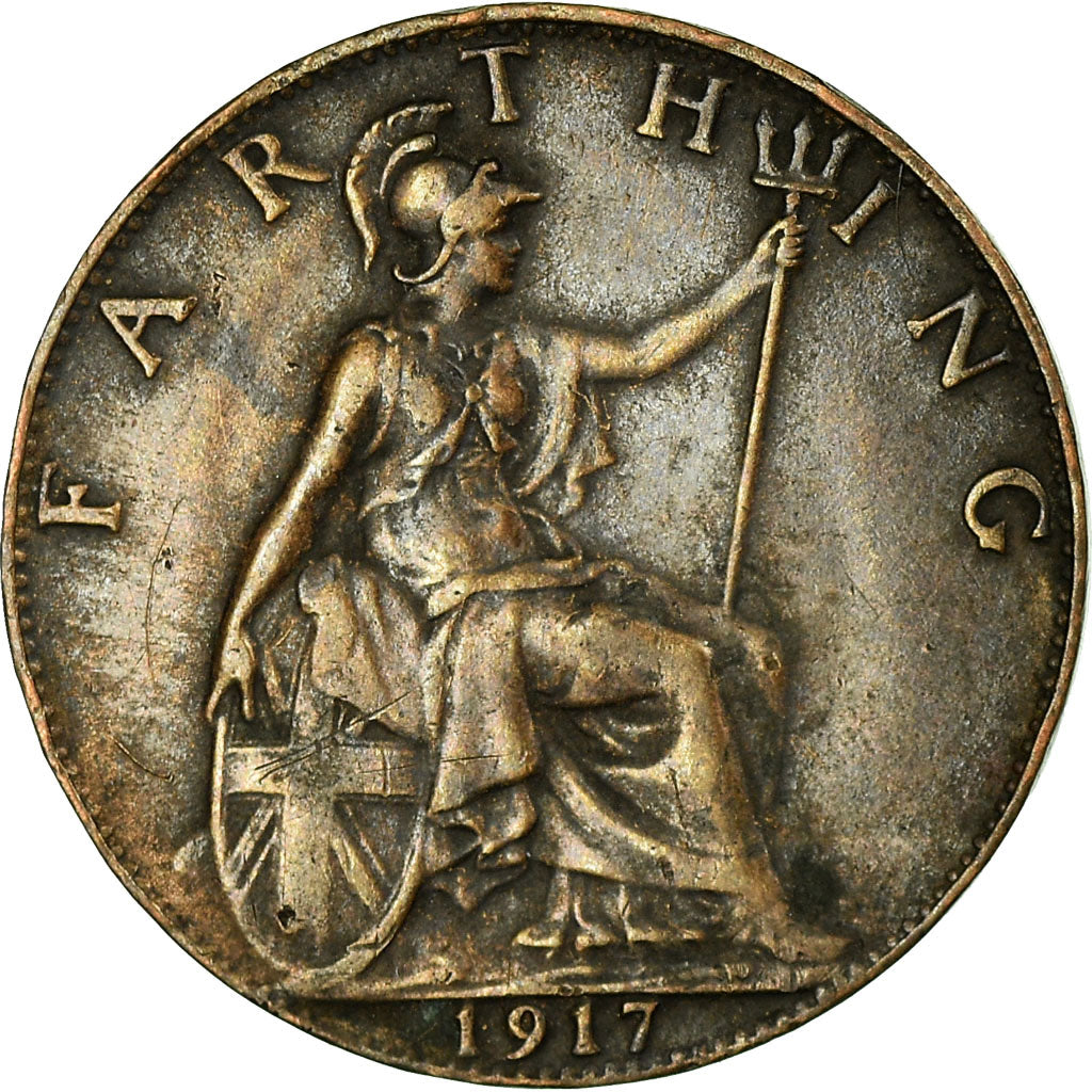 Coin, Great Britain, George V, Farthing, 1917, VF(20-25), Bronze, KM:808.1