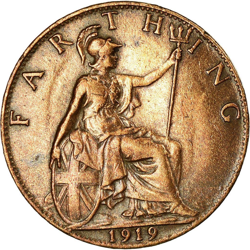 Coin, Great Britain, George V, Farthing, 1919, EF(40-45), Bronze, KM:808.2
