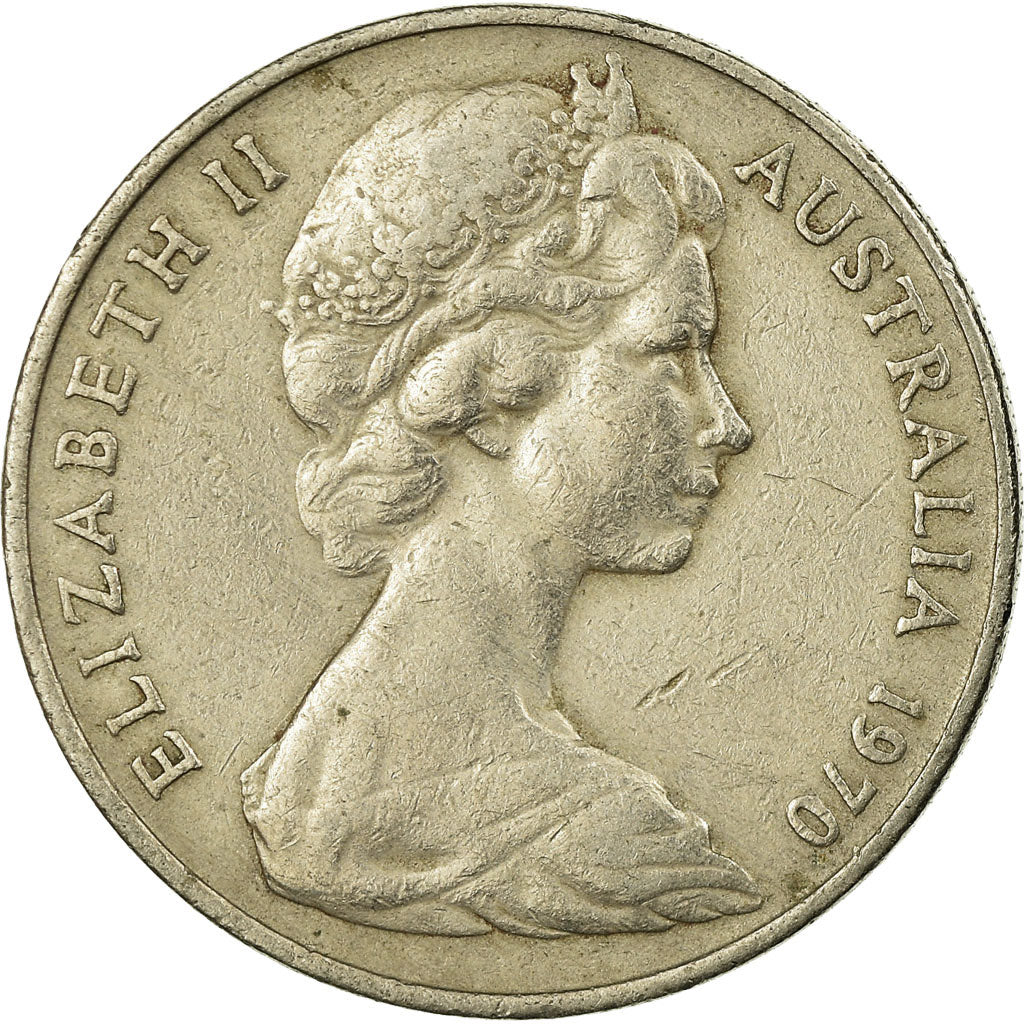 Munten, Australië, Elizabeth II, 20 Cents, 1970, Melbourne, FR+, Copper-nickel