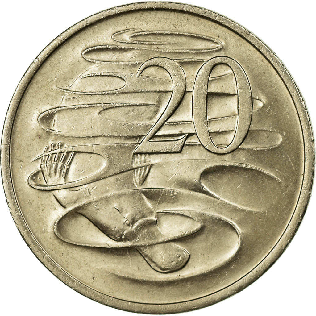 Moeda, Austrália, Elizabeth II, 20 Cents, 1975, Melbourne, EF(40-45)
