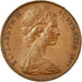 Moneda, Australia, Elizabeth II, 2 Cents, 1977, Melbourne, BC+, Bronce, KM:63