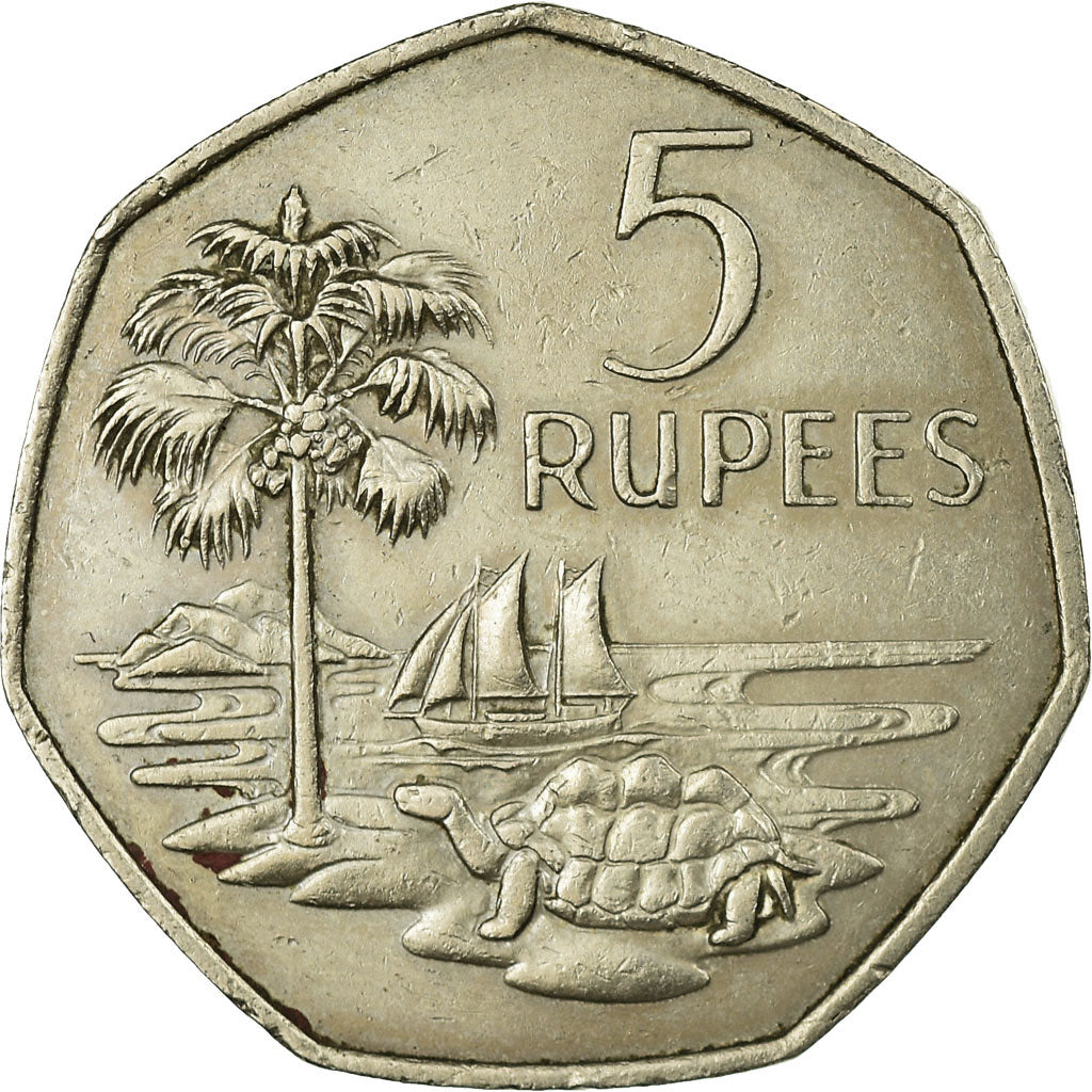 Coin, Seychelles, 5 Rupees, 1972, British Royal Mint, VF(30-35), Copper-nickel