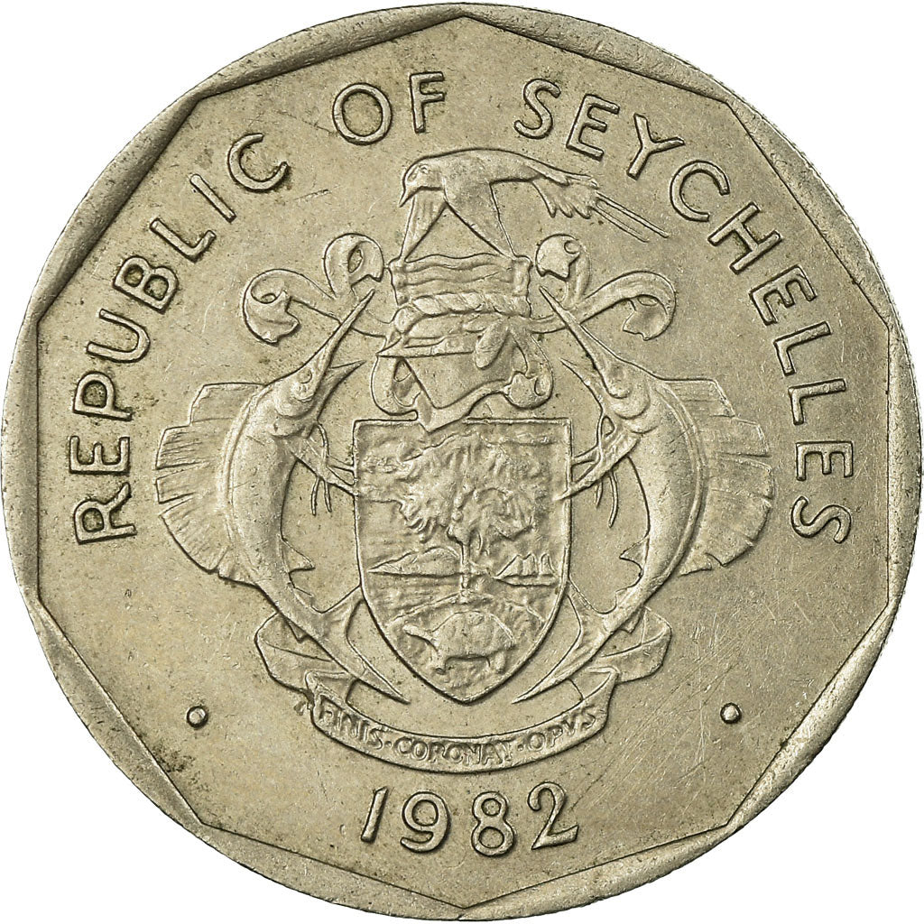 Moneta, Seychelles, 5 Rupees, 1982, British Royal Mint, MB+, Rame-nichel