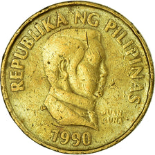 Moneda, Filipinas, 25 Sentimos, 1990, BC+, Latón, KM:241.1