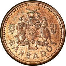 Coin, Barbados, Cent, 1991, Franklin Mint, VF(30-35), Bronze, KM:10