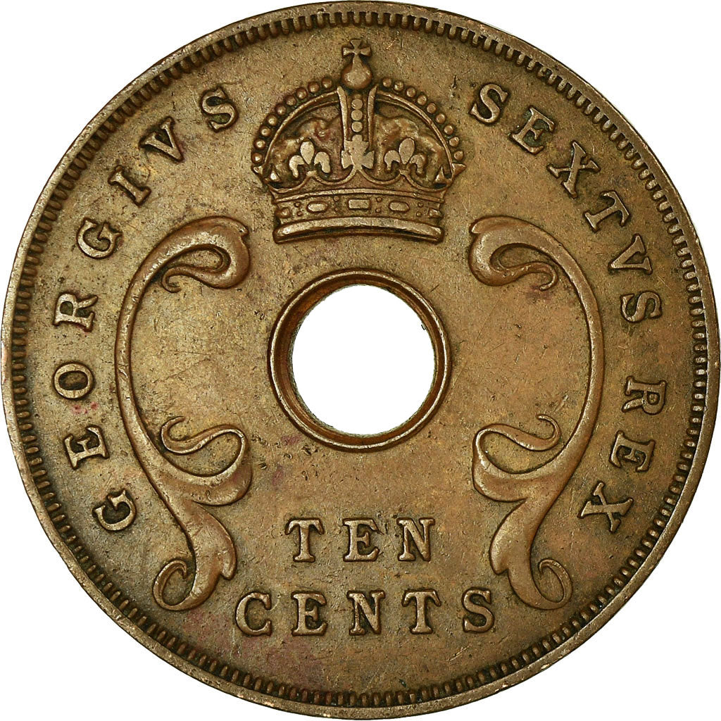 Munten, OOST AFRIKA, George VI, 10 Cents, 1952, FR+, Bronze, KM:34